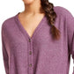Ultra Flirt Junior's Waffle Knit Tie Front Top Purple Size X-Large