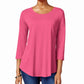 JM Collection Women's Three Quarter Sleeve Top Victoria Pink Size PXL