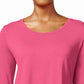 JM Collection Women's Three Quarter Sleeve Top Victoria Pink Size PXL
