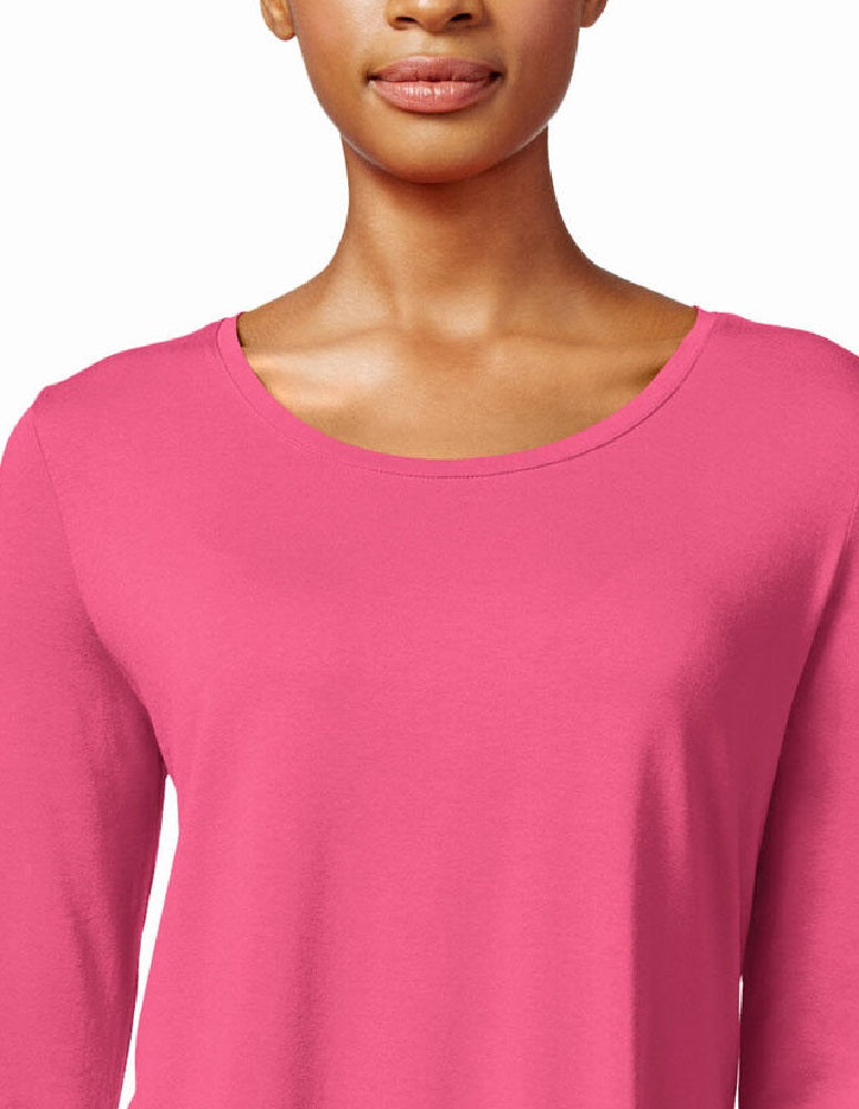 JM Collection Women's Three Quarter Sleeve Top Victoria Pink Size PXL
