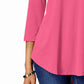 JM Collection Women's Three Quarter Sleeve Top Victoria Pink Size PXL