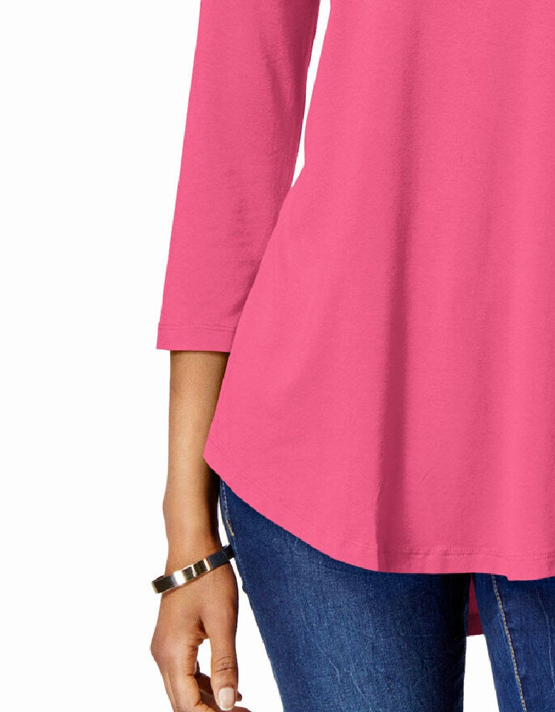 JM Collection Women's Three Quarter Sleeve Top Victoria Pink Size PXL