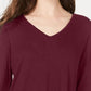 Style & Co Women's V Neck Chiffon Hem Top Red wine Size Small
