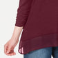 Style & Co Women's V Neck Chiffon Hem Top Red wine Size Small