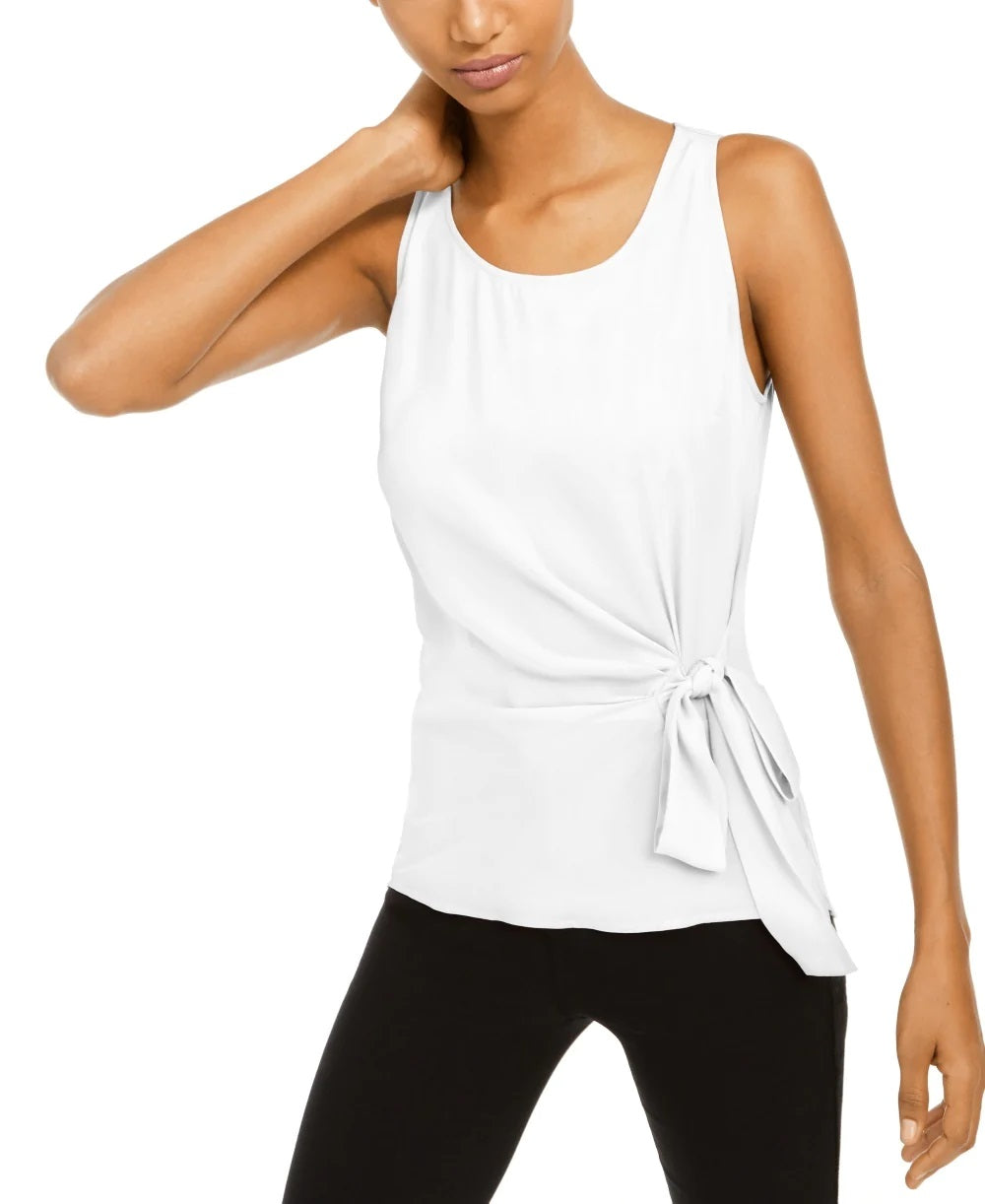 INC International Concepts Women's Side Tie Top White Size PL