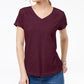Style & Co Women's V Neck Pocket T-Shirt  Red Size PL