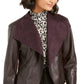 Bar III Women's Faux Leather Winter Moto Coat Purple Size X-Small