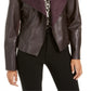 Bar III Women's Faux Leather Winter Moto Coat Purple Size X-Small