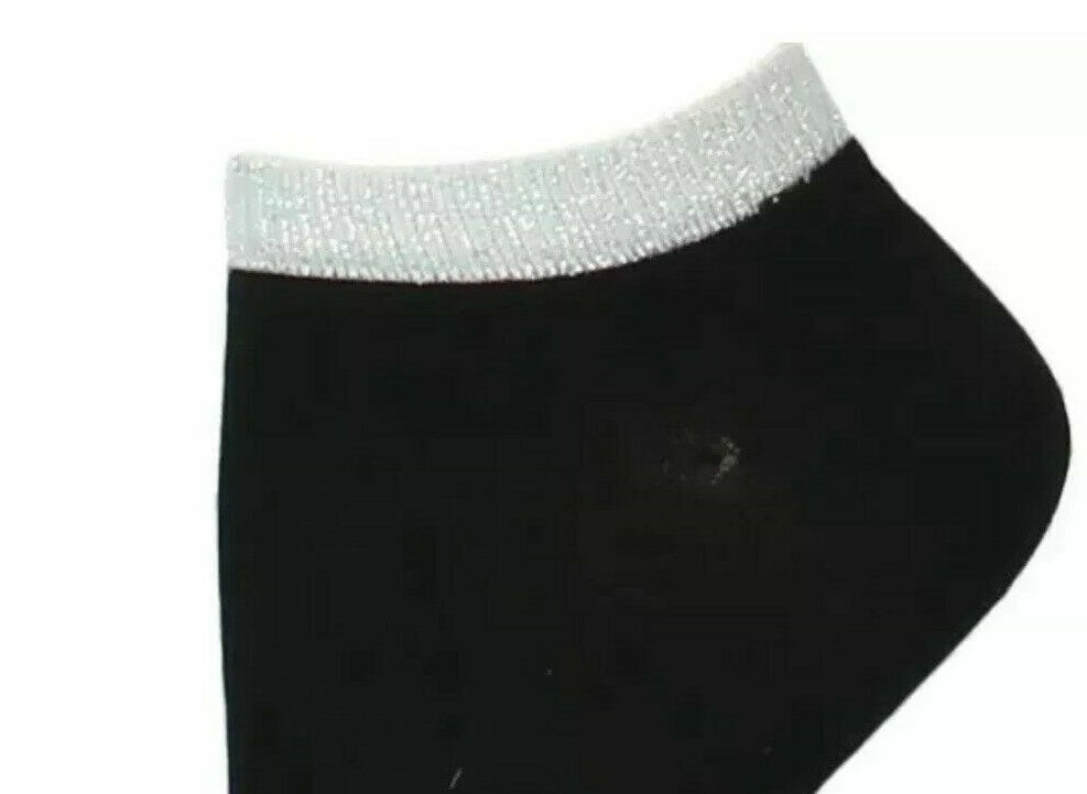 INC International Concepts Women's Metallic Knit Casual Ankle Socks Black Size 9-11