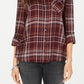 Style & Co Women's Plaid One-Pocket Shirt Wine/White Size XX-Large