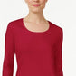Karen Scott Women's Petite Cotton Scoop-Neck Top Red Size Petite L