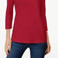 Karen Scott Women's Petite Cotton Scoop-Neck Top Red Size Petite L
