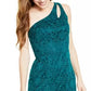 BCX Women's Lace Solid Sleeveless Asymmetrical Neckline Full-Length Fit + Flare Evening Dress Green Size 5