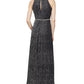 SL Fashions Women's Metallic Bead Maxi Dress Silver Size 6
