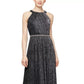 SL Fashions Women's Metallic Bead Maxi Dress Silver Size 6