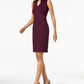 Calvin Klein Women's Ruffled Collar Scuba Sheath Dress Purple Size 8