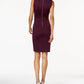Calvin Klein Women's Ruffled Collar Scuba Sheath Dress Purple Size 8