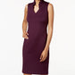 Calvin Klein Women's Ruffled Collar Scuba Sheath Dress Purple Size 8
