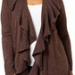 Karen Scott Women's Ruffle-Front Cardigan Dark Brown Size Small