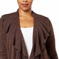 Karen Scott Women's Ruffle-Front Cardigan Dark Brown Size Small