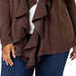 Karen Scott Women's Ruffle-Front Cardigan Dark Brown Size Small