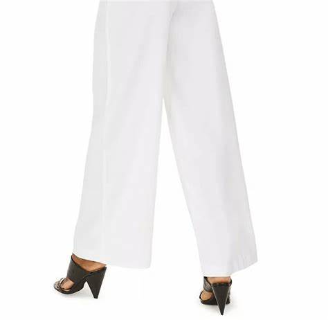 INC International Concepts Women's Wide-Leg Tie-Front Linen-Blend Pants White  Size 2