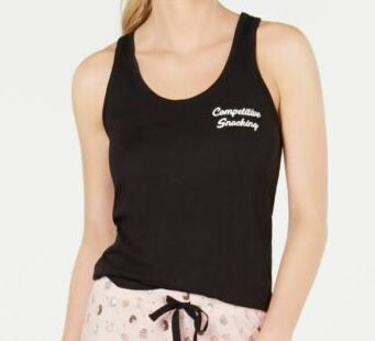 Jenni Women's Graphic Print Sleep Tank Top with Keyhole Black Size Large