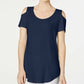 JM Collection Women's Cold Shoulder Top Blue Size X-Large