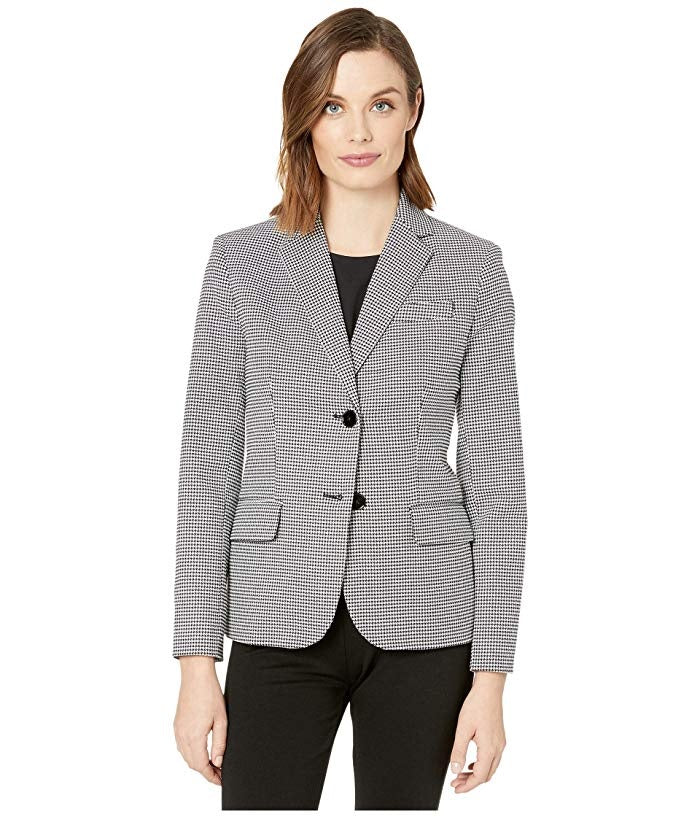 Ralph Lauren Women's Taipa Houndstooth Work Wear Blazer White Size 8