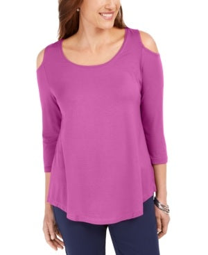 JM Collection Women's Cold Shoulder Top Pink Size X-Large