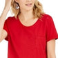 Style & Co Women's Cotton Crew Neck T-Shirt Red Size XX-Large