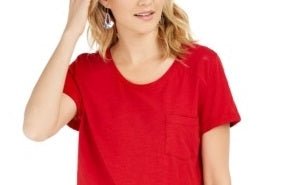 Style & Co Women's Cotton Crew Neck T-Shirt Red Size XX-Large