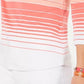 Charter Club Women's Pima Cotton Button-Shoulder Striped Top Pink Size Petite Medium