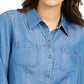 Charter Club Women's Chambray Shirt Blue  Size PL