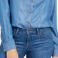Charter Club Women's Chambray Shirt Blue  Size PL