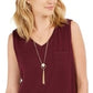 Style & Co Women's Cotton V Neck Tank Top Maroon Size Large