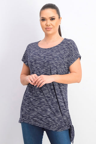 JM Collection Women's Tie Hem T-Shirt Blue Size Large