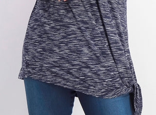 JM Collection Women's Tie Hem T-Shirt Blue Size Large