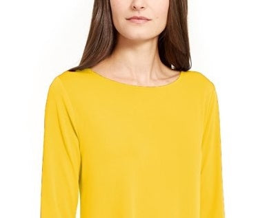 Alfani Women's High Low Tunic Yellow  Size Small
