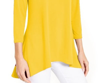Alfani Women's High Low Tunic Yellow  Size Small