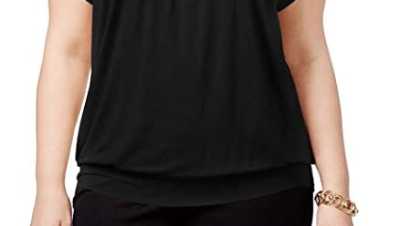 JM Collection Women's Plus Blouson Top Black Size 1X