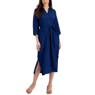 Alfani Women's Plus Midi Wrap Dress Blue Size 24W