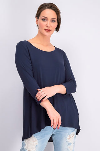 Alfani Women's Woven Back Top Blue  Navy Size Medium