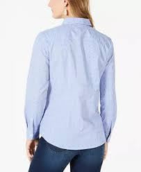 Charter Club Women's Button Front Top Blue Size 18