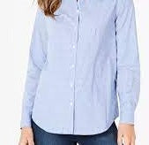 Charter Club Women's Button Front Top Blue Size 18
