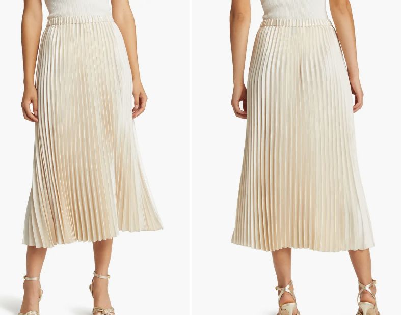 CeCe Women's Pleated Midi Skirt Bone Size 0