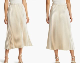 CeCe Women's Pleated Midi Skirt Bone Size 0