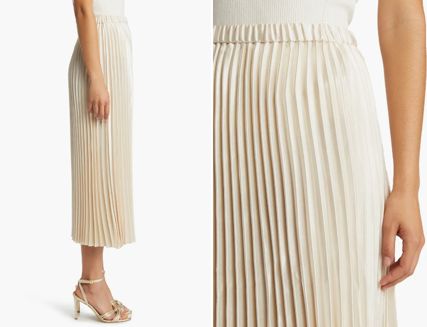 CeCe Women's Pleated Midi Skirt Bone Size 0