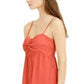 INC  International Concepts Women's Linen Blend Twist Front Midi Dress Orange Size Small
