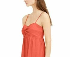 INC  International Concepts Women's Linen Blend Twist Front Midi Dress Orange Size Small